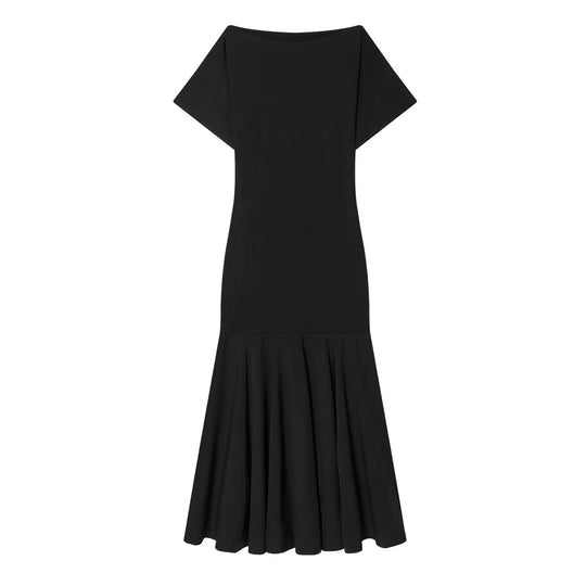 Damen Elegantes Maxikleid mit schwingendem Rock und asymmetrischem Ausschnitt EB