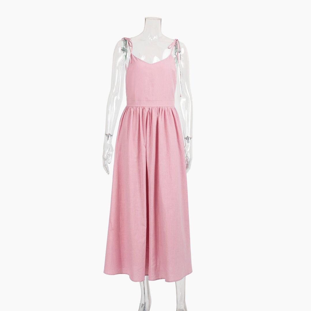 EB | Neckholder-Kleid aus Baumwolle mit Hosenträgern