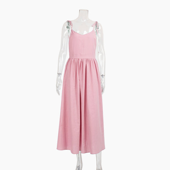 EB | Neckholder-Kleid aus Baumwolle mit Hosenträgern