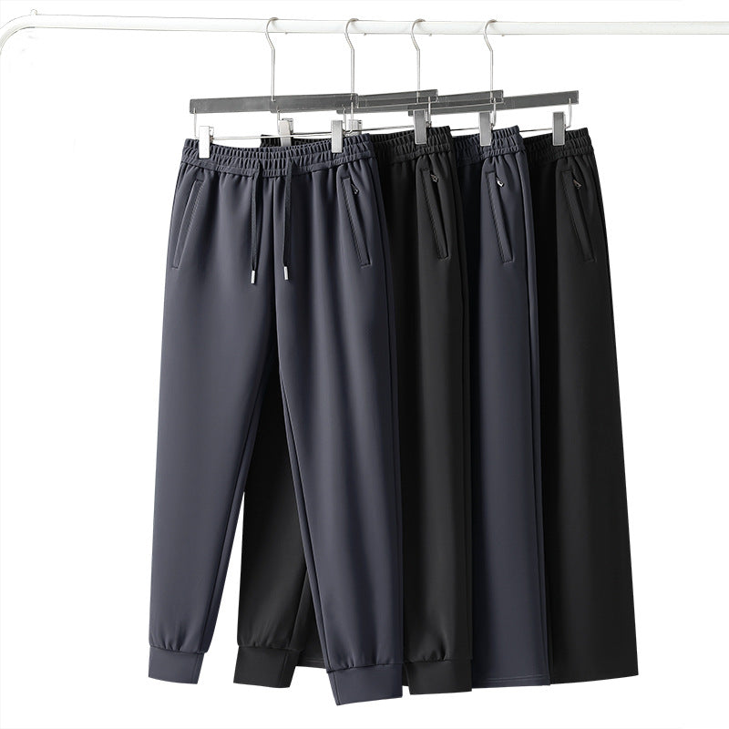 Herren elastische Freizeithose mit Tunnelzug, geradem Bein und verdeckten Reißverschlusstaschen EB