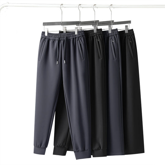 Herren elastische Freizeithose mit Tunnelzug, geradem Bein und verdeckten Reißverschlusstaschen EB