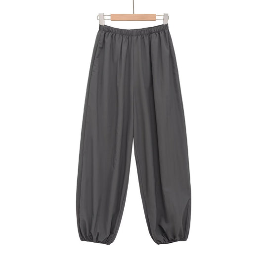 Damen Sportliche Sweatpants mit elastischem Bund und weiten Beinen EB