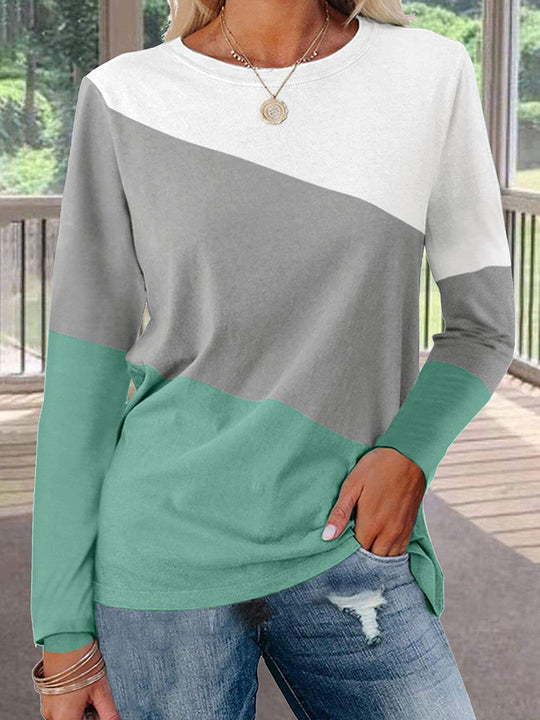 Damen Langärmeliges Oversize-Sweatshirt mit abstraktem Aquarell-Mosaikprint EB