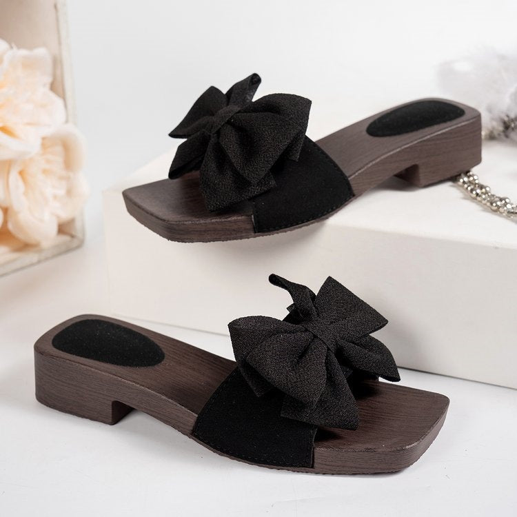 Damen Offene Slipper mit dekorativem Schleifendetail EB