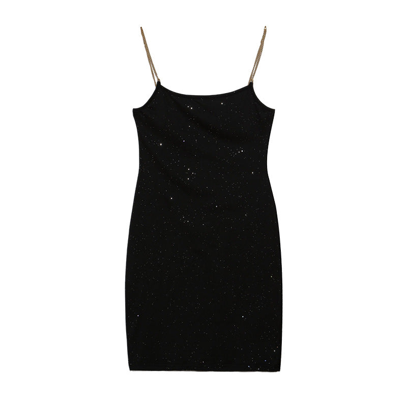 Damen trägerloses Cocktailkleid mit funkelndem Sternenapplikation EB