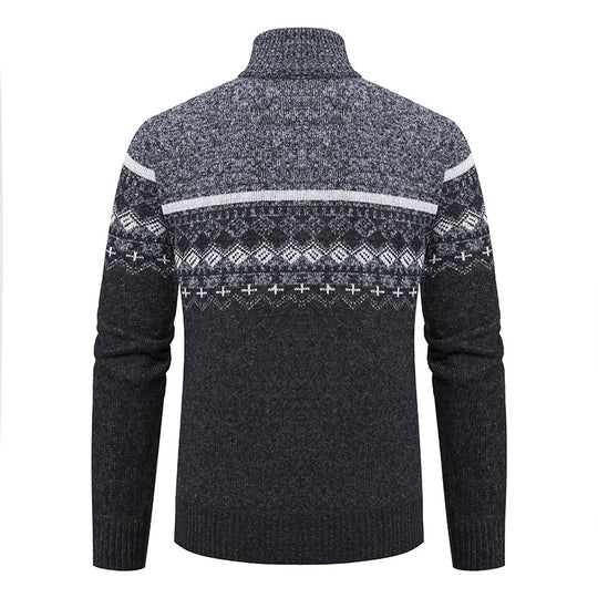 Herren Strickjacke mit modernem Muster und hohem Kragen EB