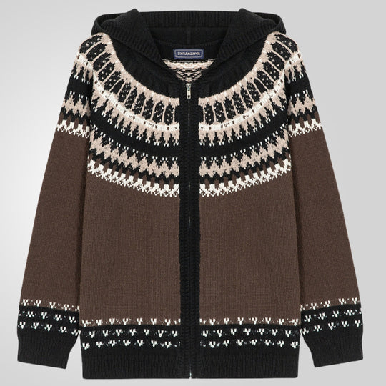 Herren Strickjacke mit traditionellem Norweger-Muster und Kapuze EB