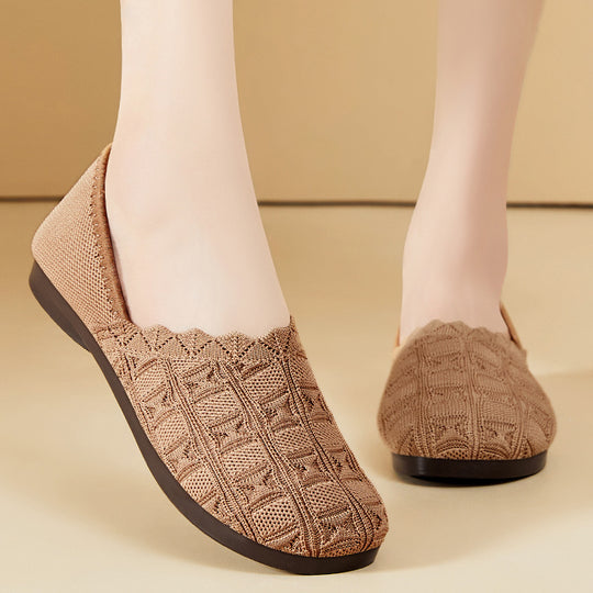 Damen Bequeme Ballerinas aus atmungsaktivem Strickmaterial EB