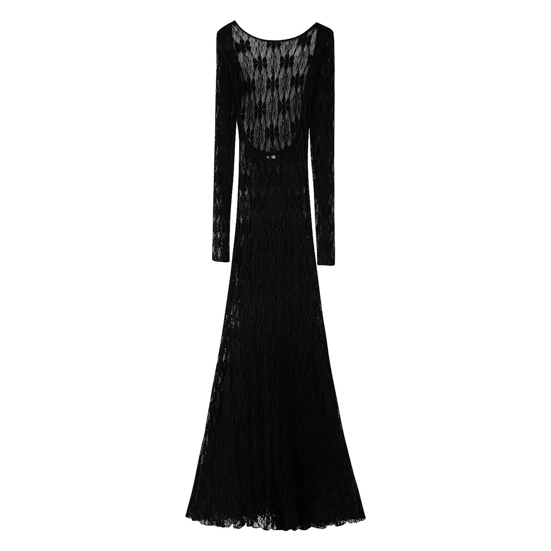 Damen Langarm Spitzenkleid EB