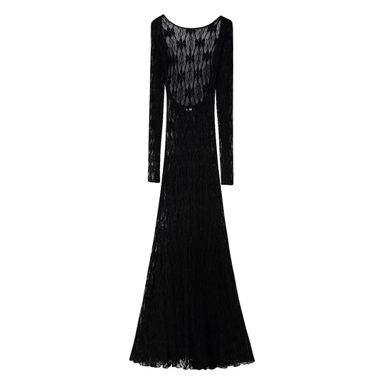 Damen Langarm Spitzenkleid EB