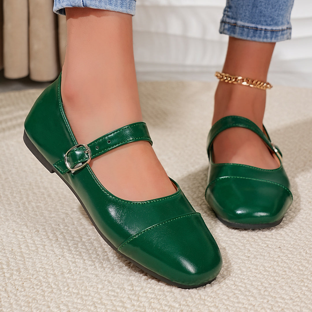 Damen Ballerinas mit verstellbarem Riemen und elegantem Obermaterial EB