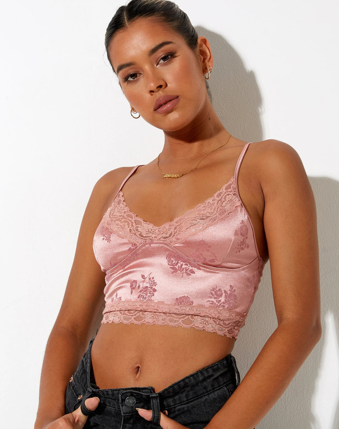 Damen Spitzen-Camisole mit floralem Design EB