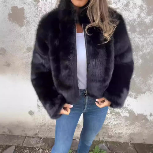 Damen Kunstpelz-Bomberjacke EB