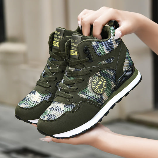 Damen Sportliche High-Top Sneakers mit camouflierter Oberflächenstruktur EB