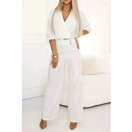 Damen elegantes Jumpsuit mit weiten Beinen EB