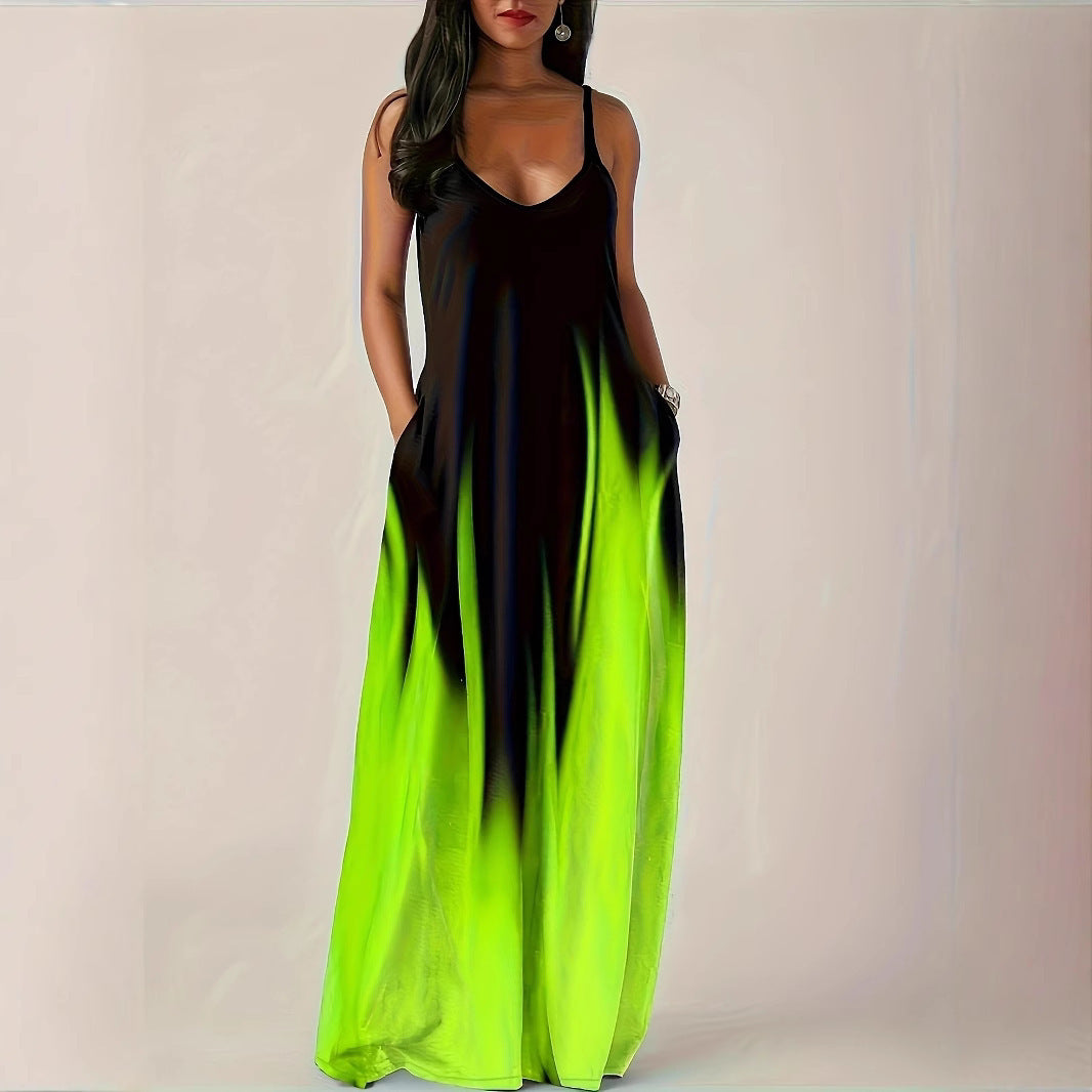 Damen Maxikleid mit elegantem Schnitt und seitlichen Taschen EB