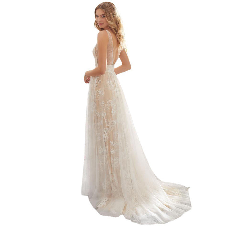 Damen Elegantes Tüll Abendkleid mit floralem Design und transparenter Oberfläche EB