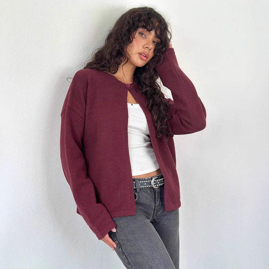 Damen Strickjacke mit praktischen Knopfdetails und lässigem Schnitt EB