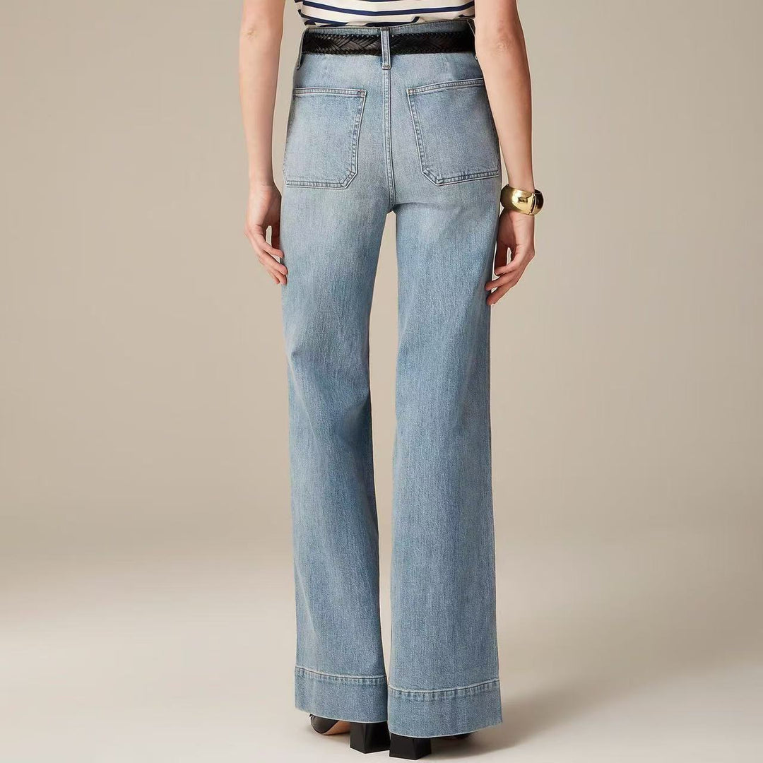 Damen Weite Jeans mit modischem Saum EB