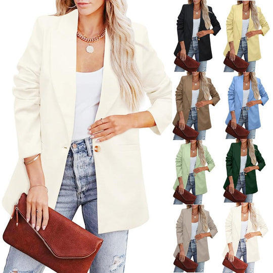 Damen Eleganter Freizeitblazer mit Lässigem Schnitt und Zwei Taschen EB