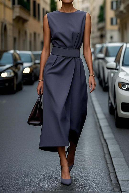 Elegantes Damen Maxikleid mit fließendem Schnitt & Taillengürtel | EB