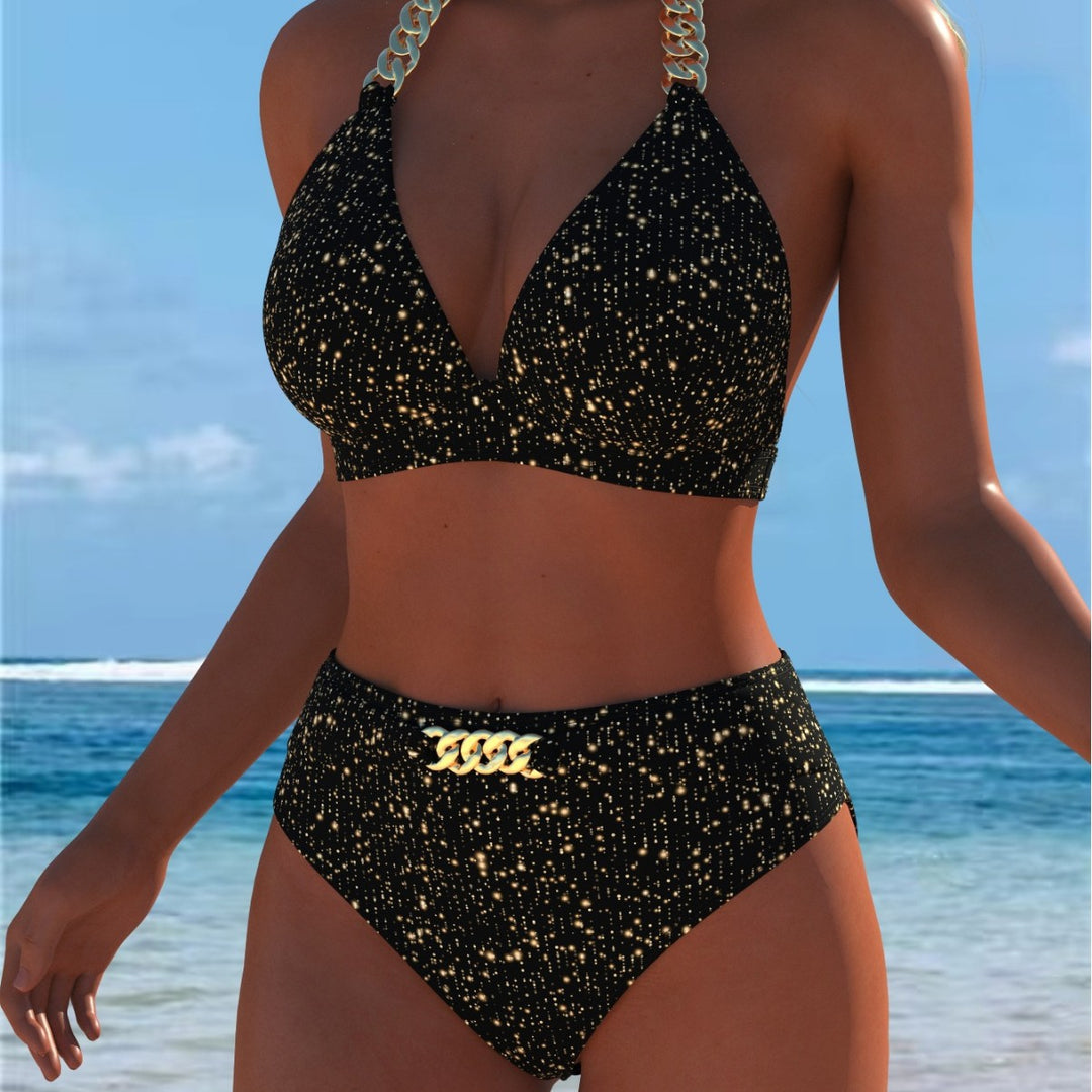 Damen Bikini mit luxuriösem Marmormuster und edlen Details EB