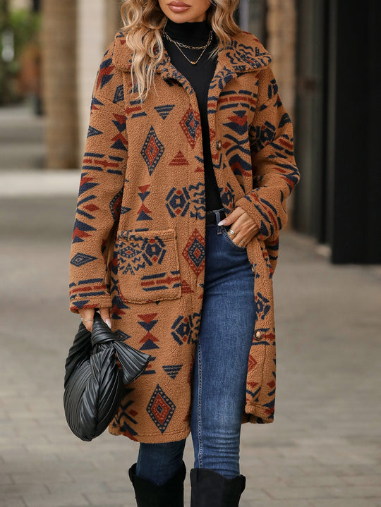 Damen modische Teddyjacke mit einzigartigem geometrischem Muster EB