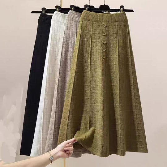 Damen Maxirock mit Struktur und Knopfdetails EB