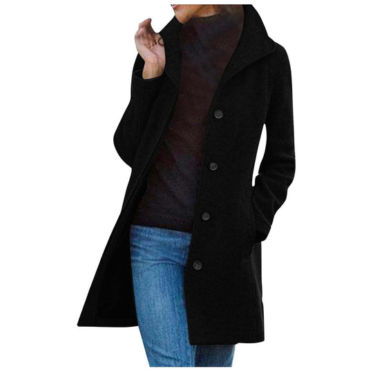 Damen modischer Mantel mit schickem Revers und praktischen Taschen EB