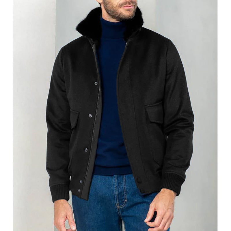 Herren modische Bomberjacke mit warmem Kragen EB