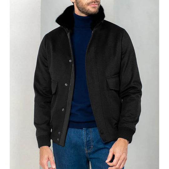 Herren modische Bomberjacke mit warmem Kragen EB
