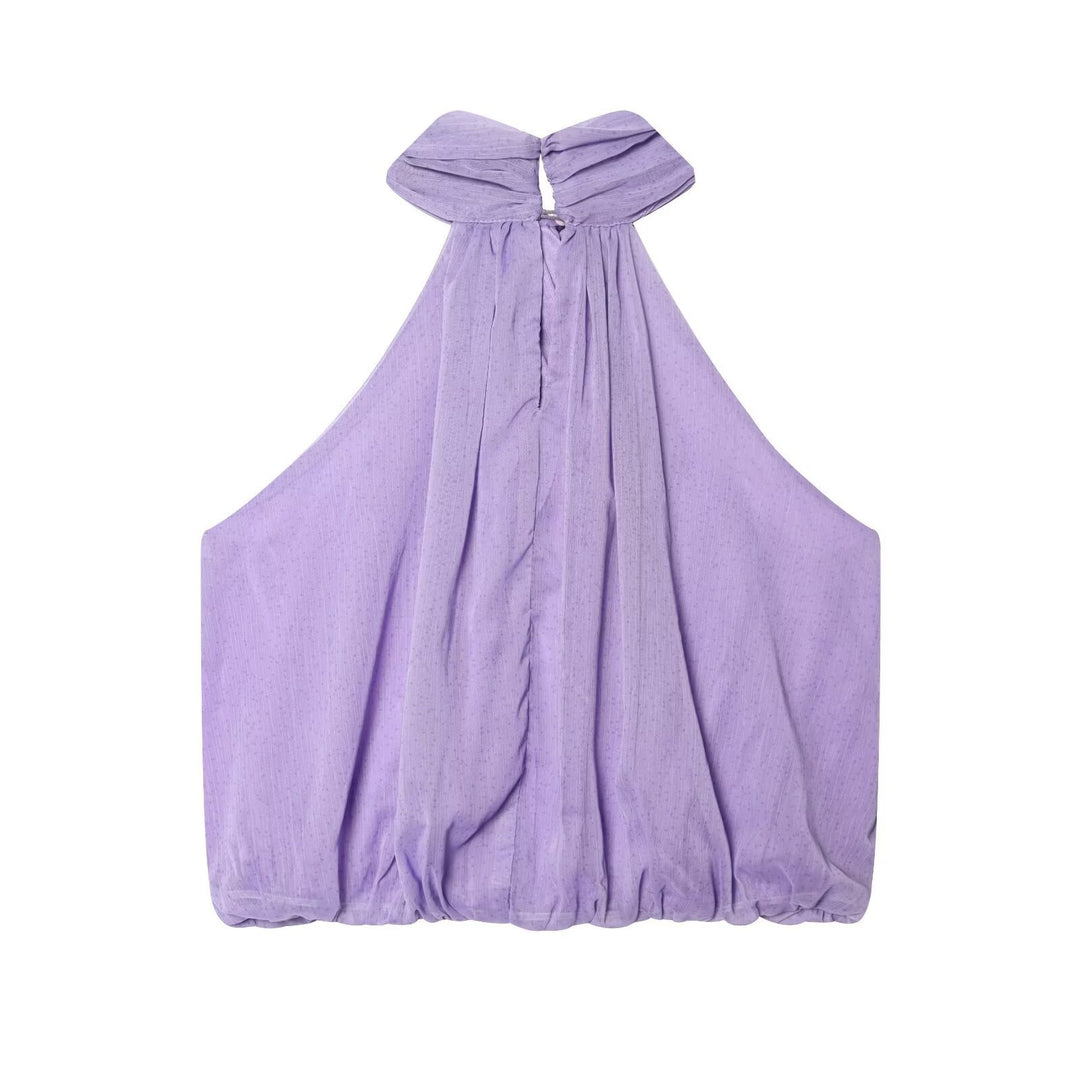 Damen ärmelloses Haltertop mit eleganter Raffung und modischem Schlüssellochausschnitt EB