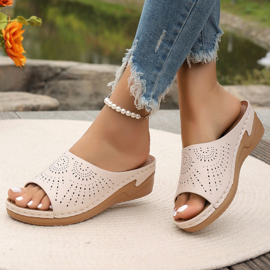 Damen Wedge-Pantoletten mit Atmungsaktivem Perforationsdesign EB