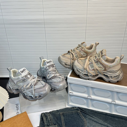 Damen Sportliche Chunky Sneakers mit funkelnden Applikationen und innovativem Dämpfungssystem EB