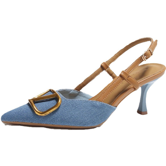 Damen Elegante Slingback-Pumps mit modischem Schnallen-Detail EB