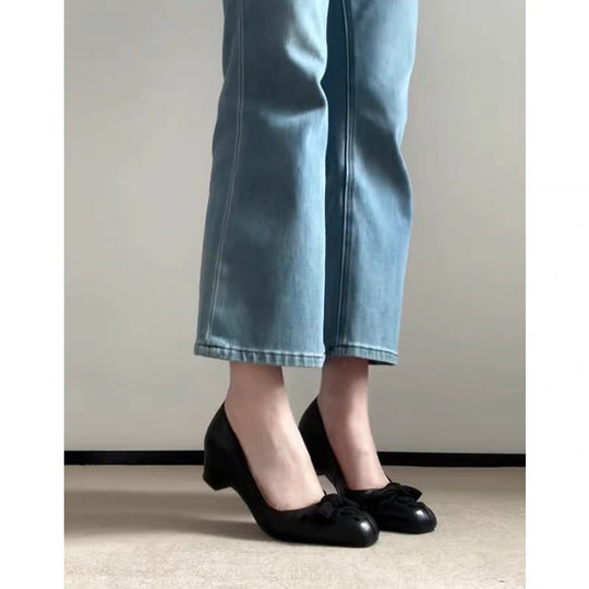 Damen elegante Ballerinas mit hochwertiger Schleifenapplikation EB