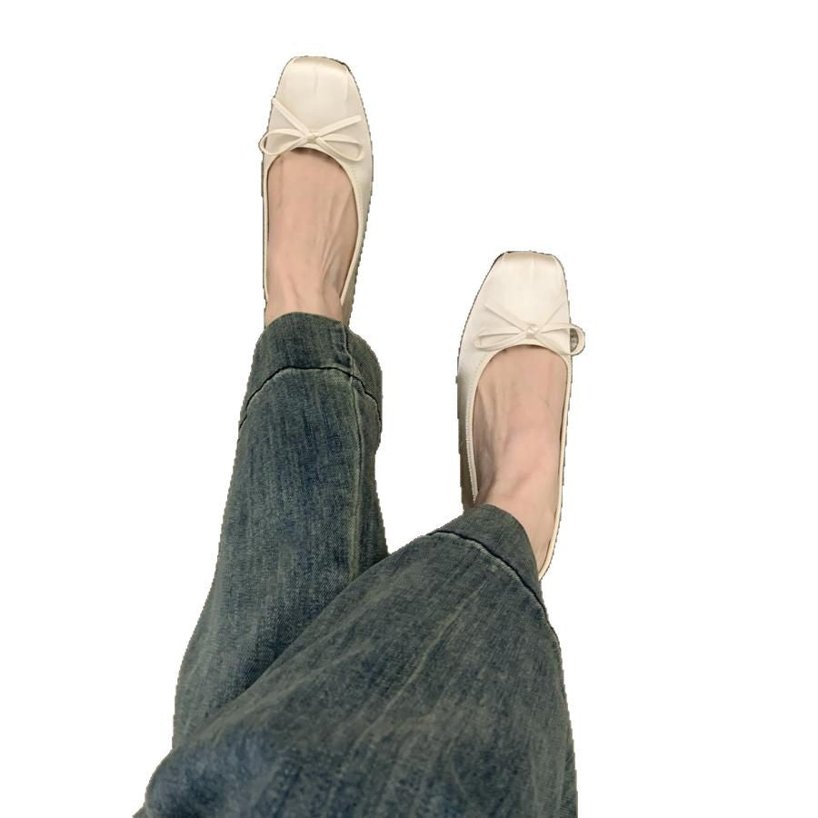 Damen klassische Ballerinas mit dekorativem Schleifenakzent und flexibler Sohle EB