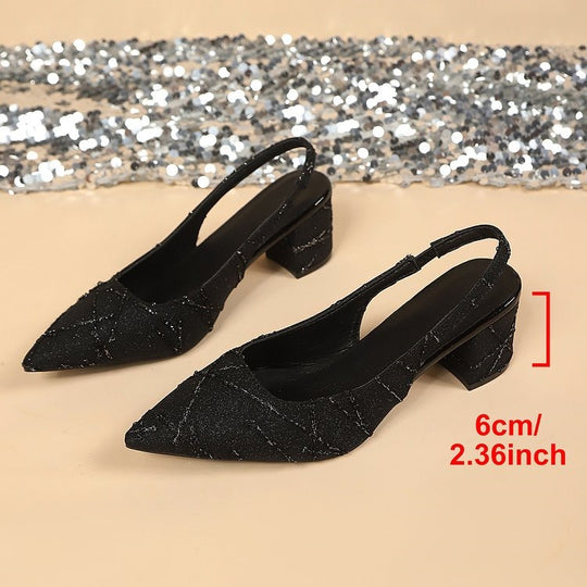 Damen Elegante Slingback-Pumps mit glitzerndem Design EB