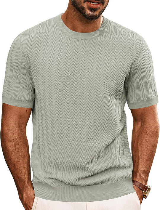 Herren strukturiertes Rundhals T-Shirt EB