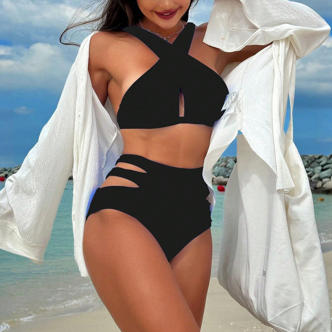 Damen Hochgeschnittener Bikini mit stylischen Cut-Outs EB