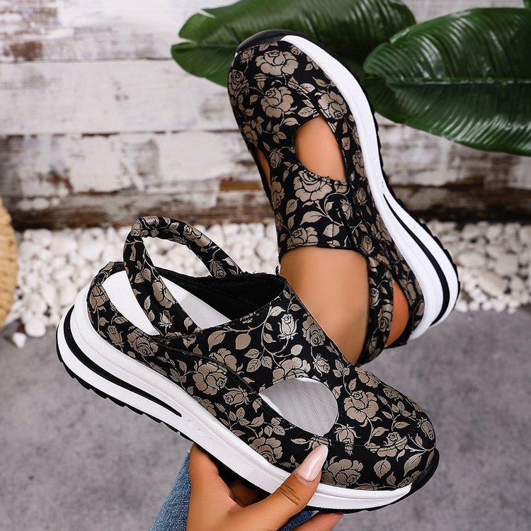 Damen Sportliche Sandaletten mit floralem Schnitt und rutschfester Sohle EB