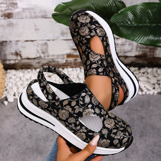 Damen Sportliche Sandaletten mit floralem Schnitt und rutschfester Sohle EB