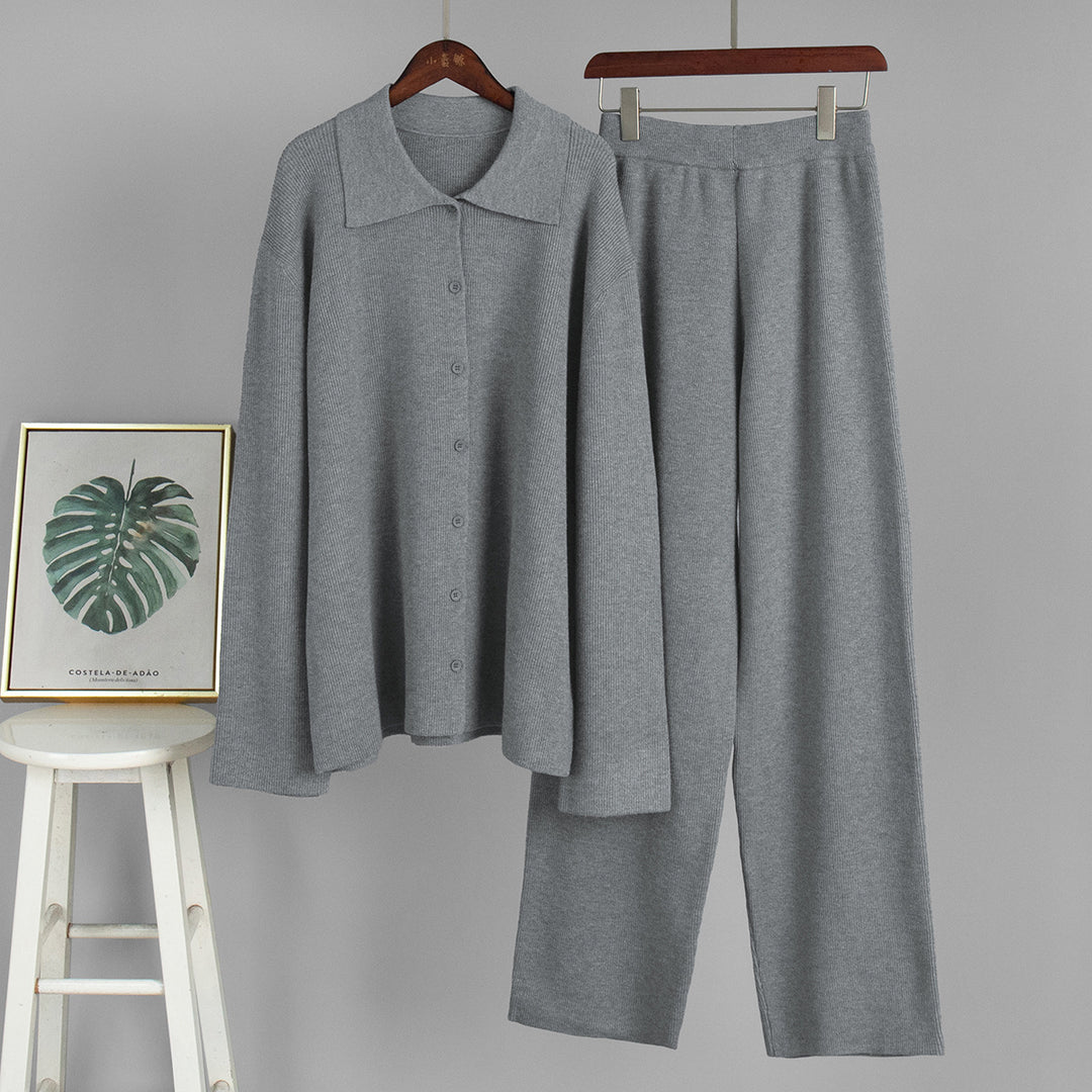 Damen Bequemes Strick-Ensemble aus weicher Baumwolle EB