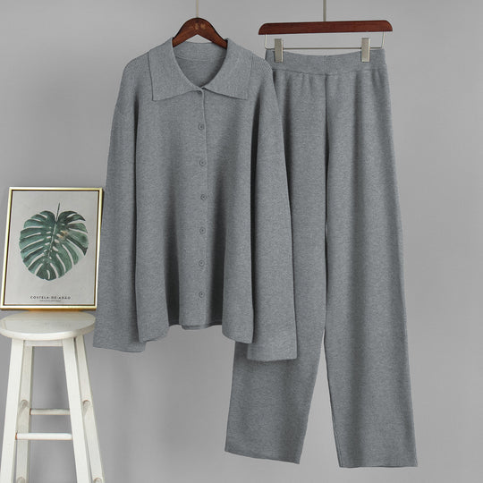 Damen Bequemes Strick-Ensemble aus weicher Baumwolle EB