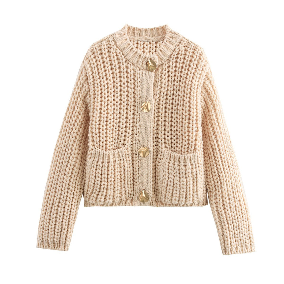 Damen Grobstrick-Pullover mit Taschen und Oversize-Silhouette EB