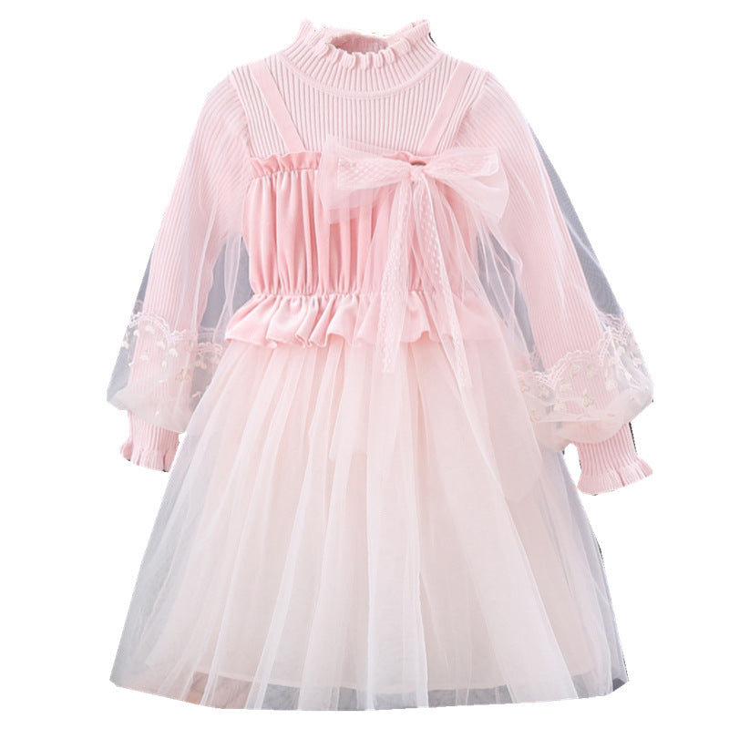 Mädchen festliches Tüllkleid mit Spitzen-Details EB