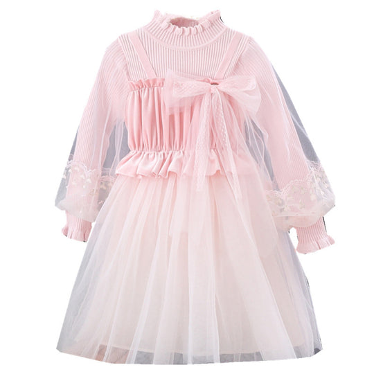 Mädchen festliches Tüllkleid mit Spitzen-Details EB