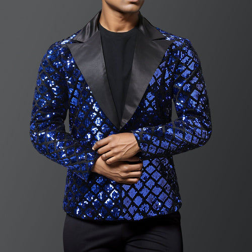 Herren eleganter Pailletten-Blazer mit luxuriösem Design EB