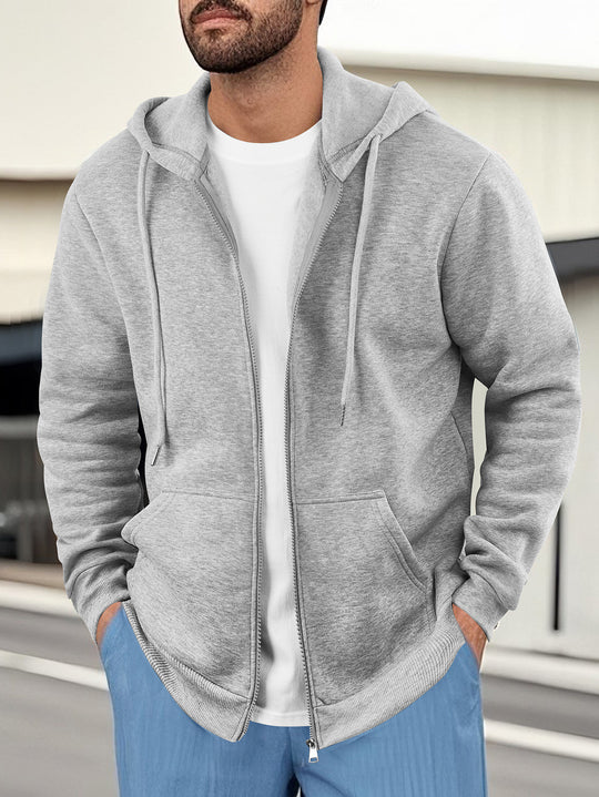Herren lässige Kapuzenjacke mit atmungsaktivem Sweatstoff und praktischen Taschen EB