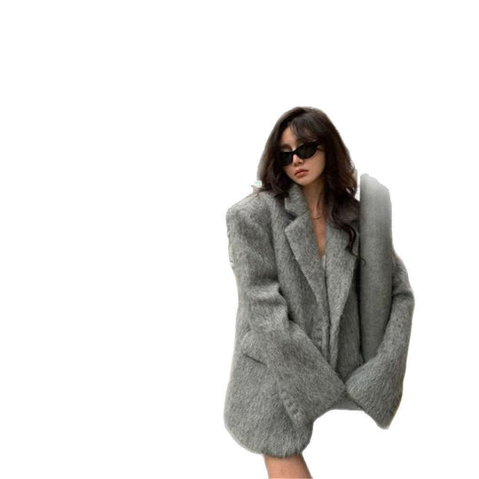 Damen Modischer Oversized-Blazer mit luxuriösem Futter EB